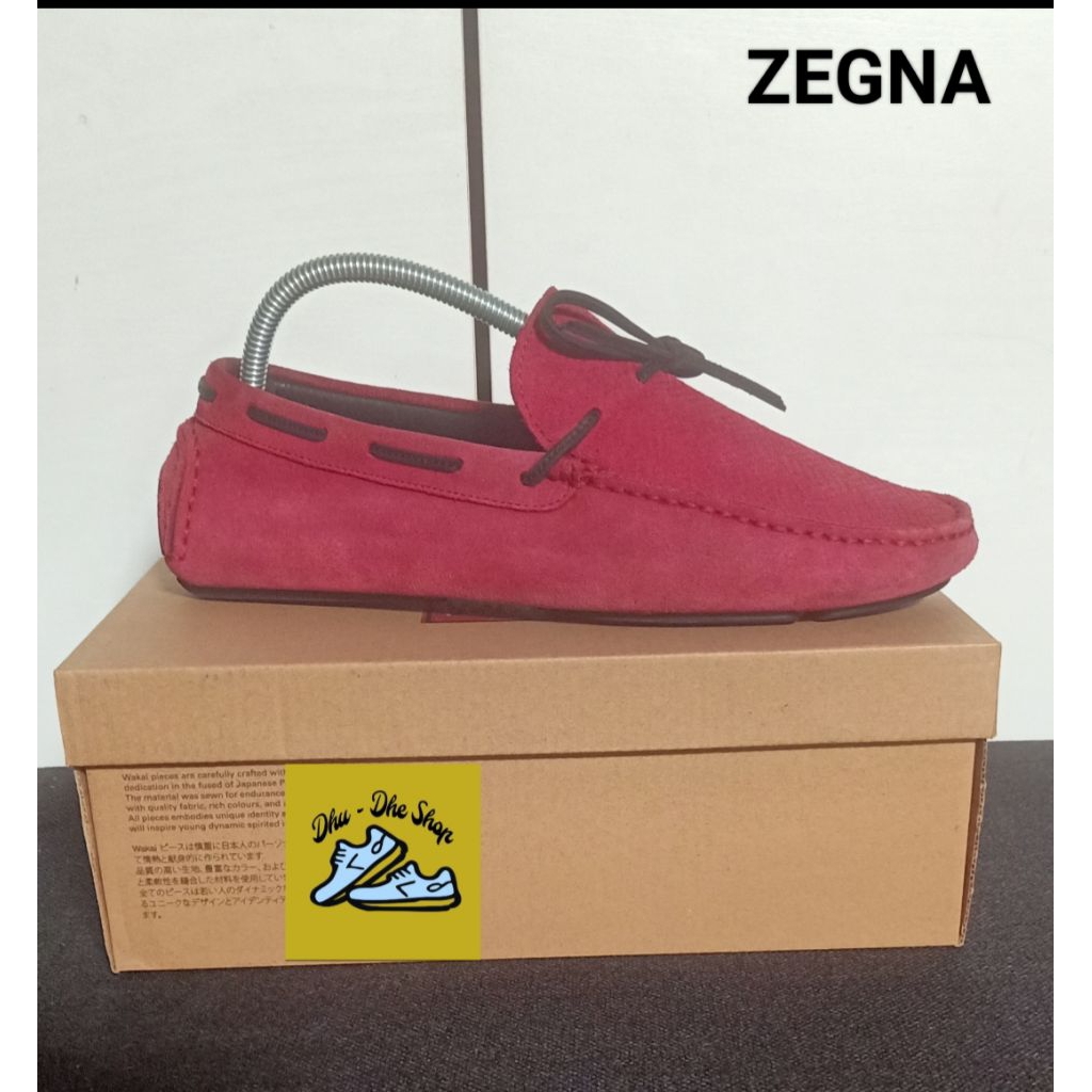 Sepatu Slip On Emeregildo Zegna merah maron size 41 original mewah NEGO