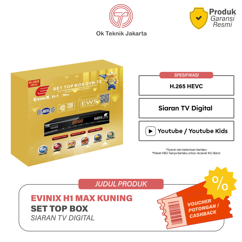 EVINIX -  SET TOP BOX TV DIGITAL EVINIX H1 DVB T2 HD EWS / SET TOP BOX TV DIGITAL EVINIX H1 / ALAT T