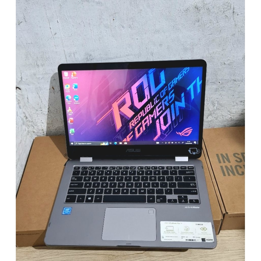 Laptop 2 in 1 Asus Vivobook TP401MA Touchscreen Intel N4020 SSD 256, Fingerprint