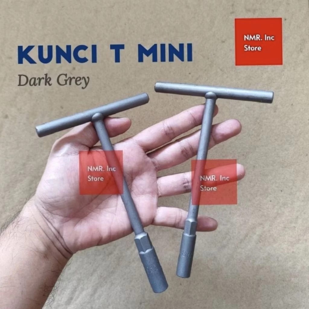 Kunci T Mini Pendek CR-V 8 10 mm T8 T10, Phosphating Dark Grey (Abu Tua) Socket Shock Chrome Vanadiu