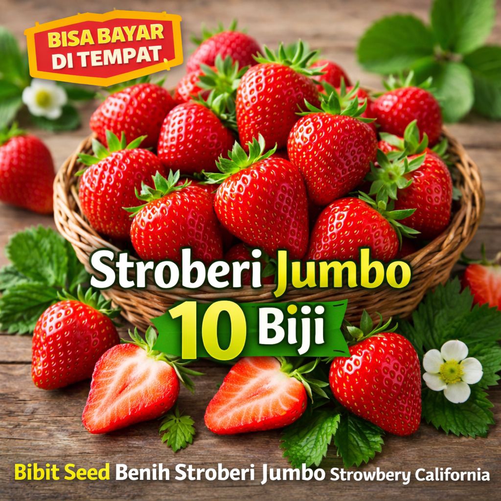 Benih Bibit Strawberry Jumbo/ Stroberi Jumbohasil Buah Manis bibit Stroberi Premium Bisa tanam .