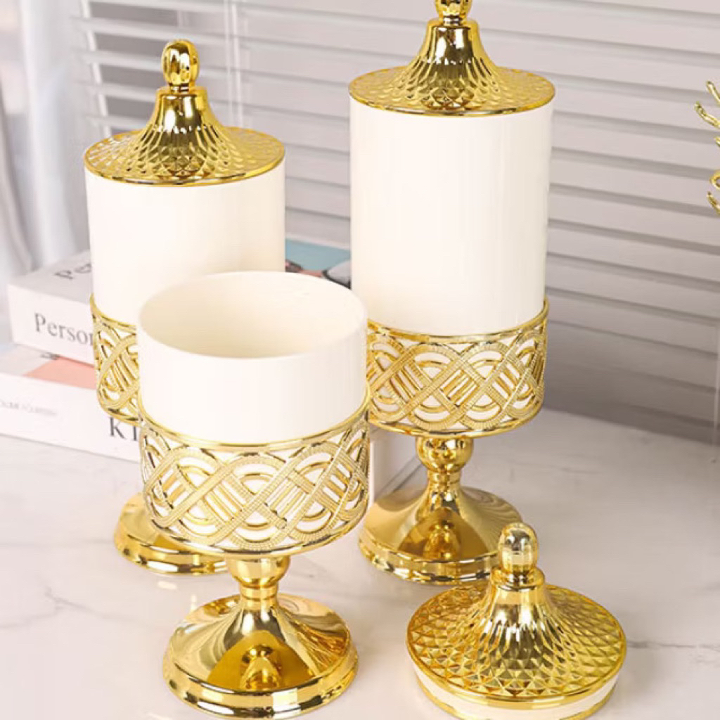 Toples Gold / Rose Gold Isi 3 Toples Kue Lebaran Toples Mewah Merk Golden Lemon