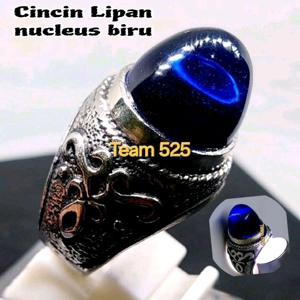 Cincin batu akik pria biru king safir model nucleus
