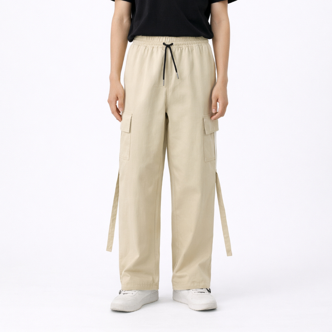 Aveexy Urban Strap Cargo Pants – Wide Fit Streetwear Unisex