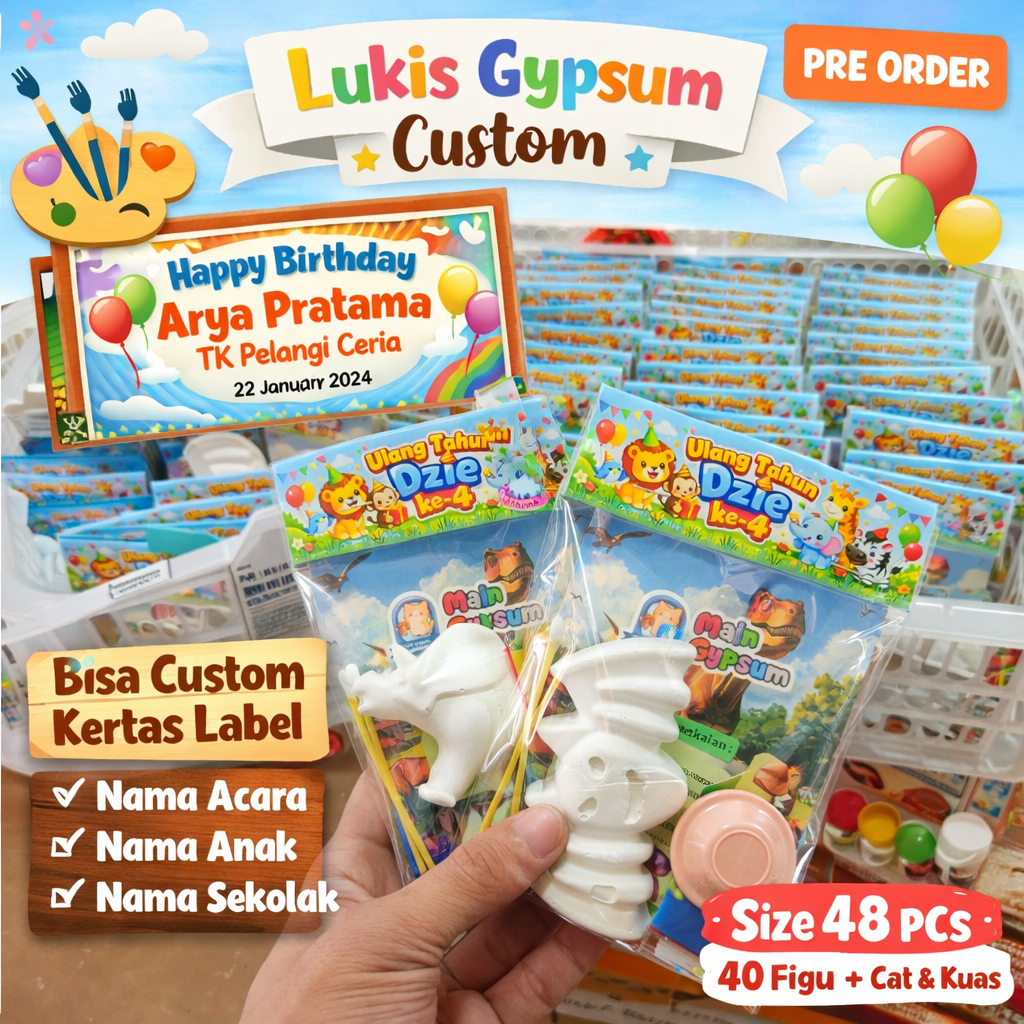 [CUSTOM LABEL] MAINGYPSUM LUKIS GYPSUM UNTUK SOUVENIR ACARA ULTAH, KHITAN, PARCEL/HAMPERS LEBARAN, H