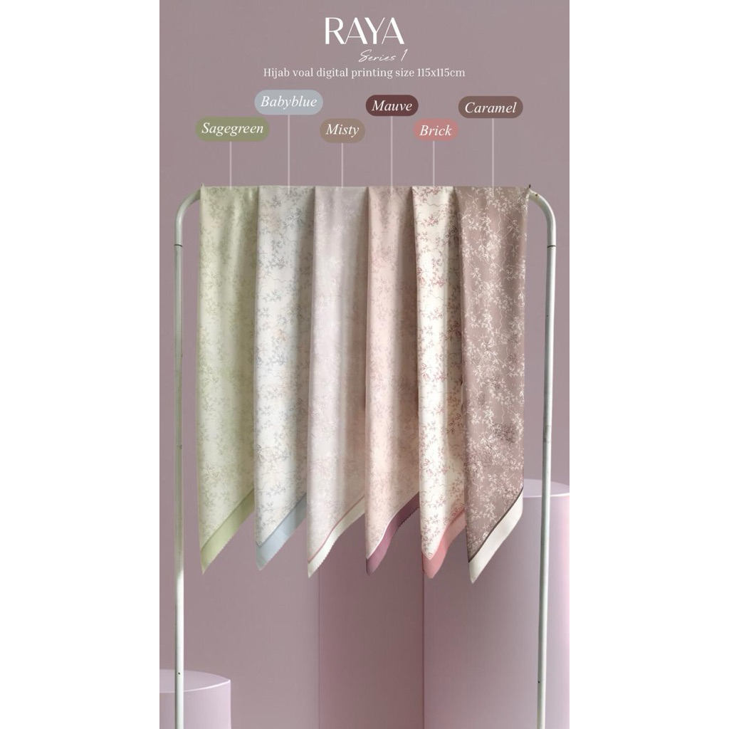 RAYA 1 - Hijab Voal Printing Lasercut - 115x115