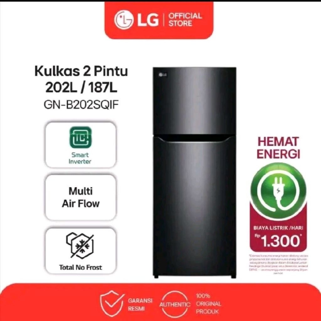 Kulkas 2 Pintu Inverter LG GN-B202SQIF | GNB202SQIF GNB 202SQIF