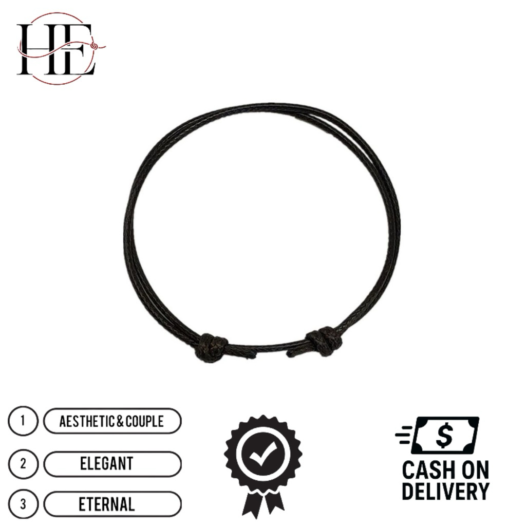 HE - Gelang tangan tali hitam polos aesthetic bangle, gelang tali hitam polos couple pasangan bracel