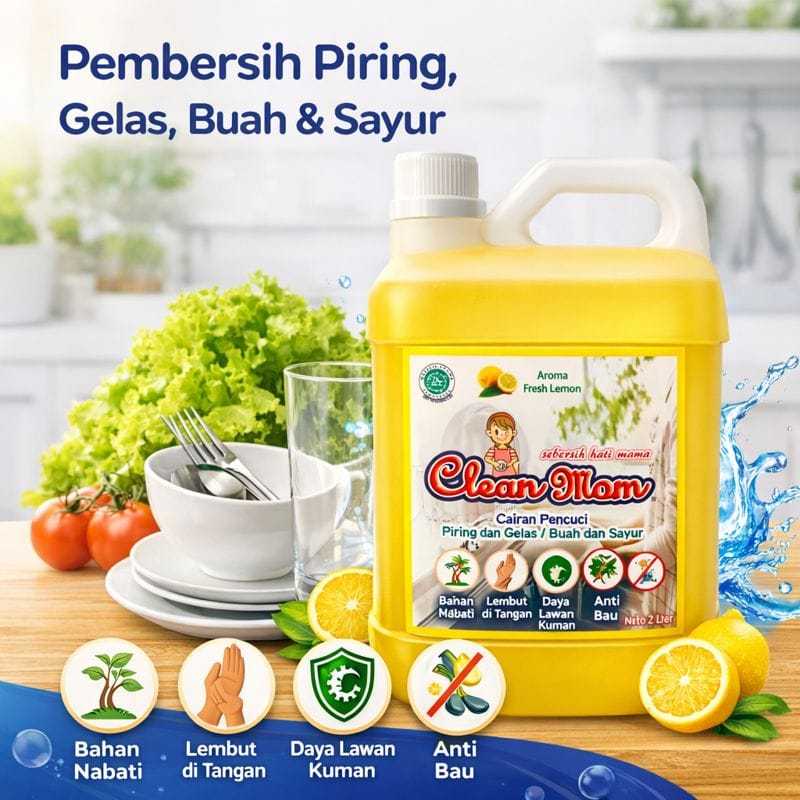Clean Mom Sabun Cuci Piring dan Cuci Tangan 2 Liter