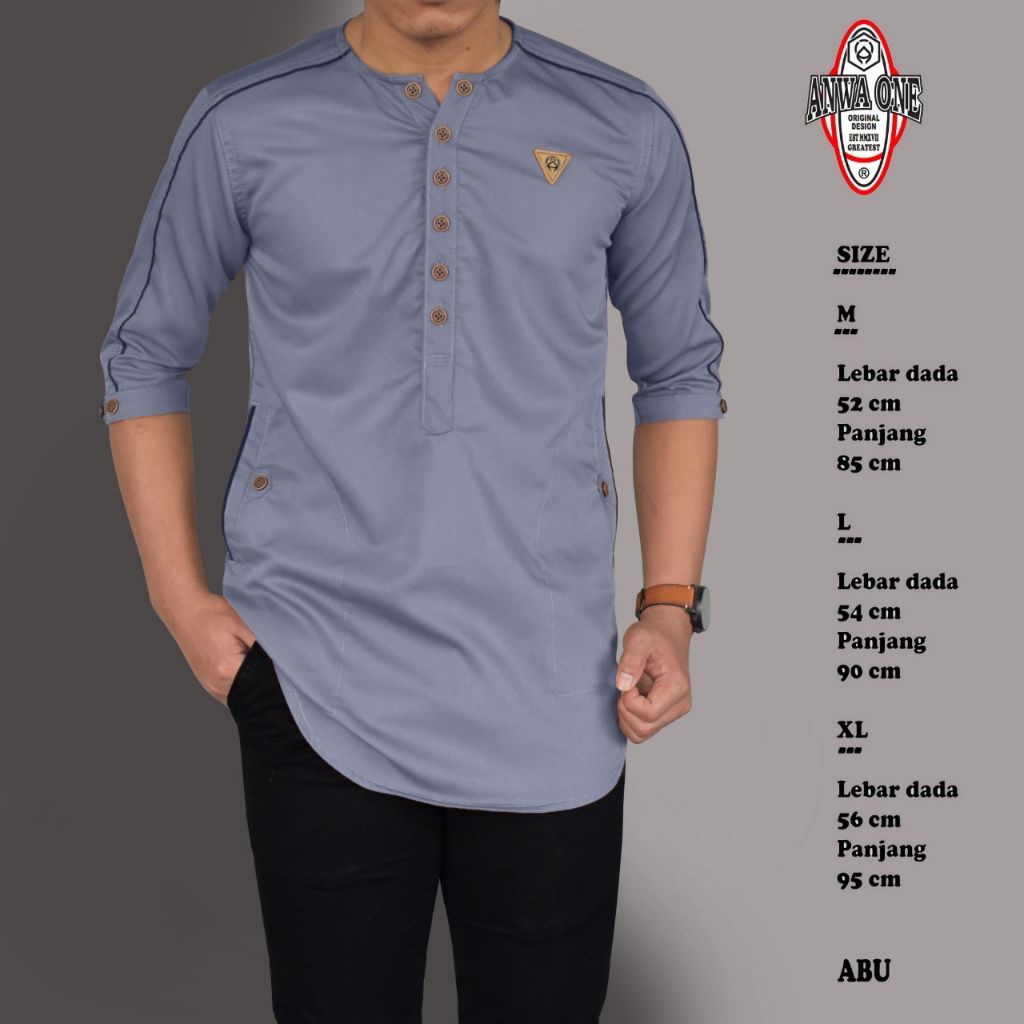 Baju Koko Kurta / Baju Muslim Pria Modern / Pakaian Muslim Tangan Pendek / Pria