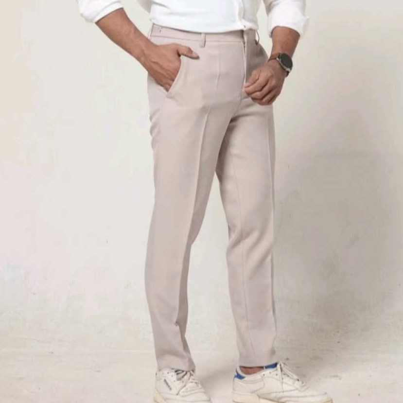 Celana Bahan Pria Formal Warna Cream