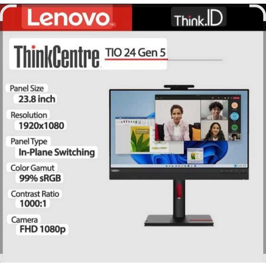 Monitor LED Lenovo ThinkCentre TIO 24 Gen 5 23.8" FHD IPS