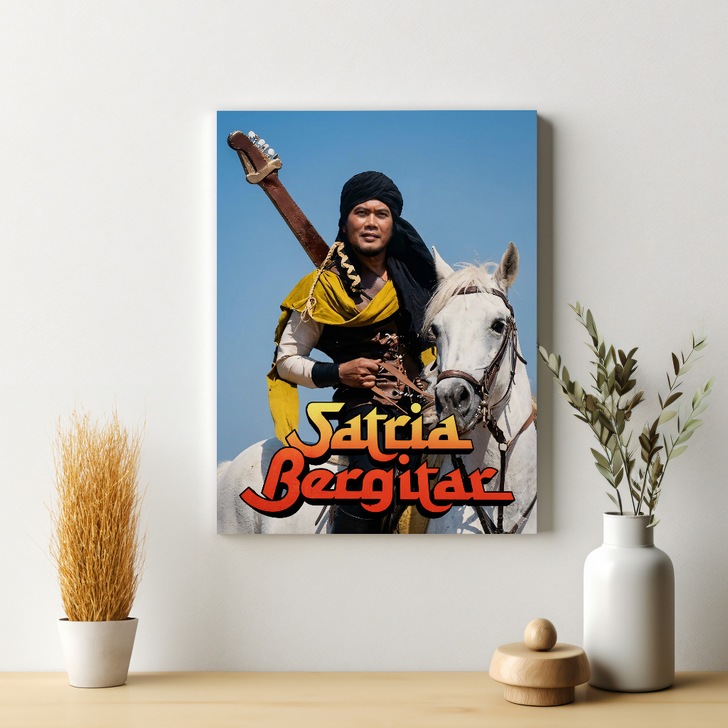 Poster Rhoma Irama Satria Bergitar Naik Kuda Film Jadul Dekorasi Retro Hiasan Dinding