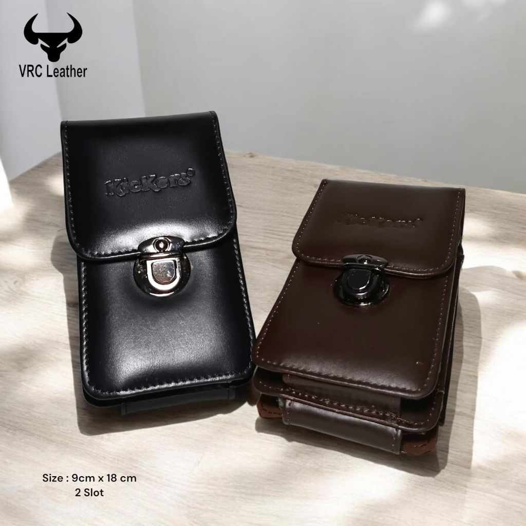 VRC 7" Inch Sarung HP 2 Slot Kulit Sapi Asli