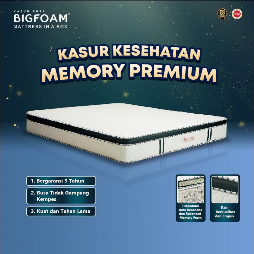 springbed kasur full busa garansi (tanpa per) memory foam bigfoam no 1 180x200 160x200 120x200