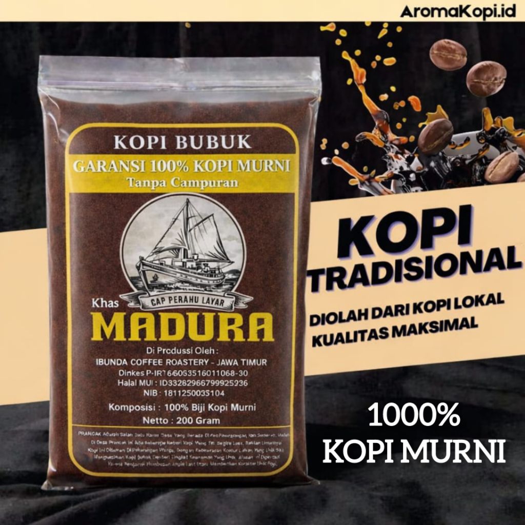 KOPI MURNI BERGARANSI UANG KEMBALI - KOPI BUBUK MURNI KHAS MADURA - KOPI HITAM ROBUSTA MADURA - KOPI