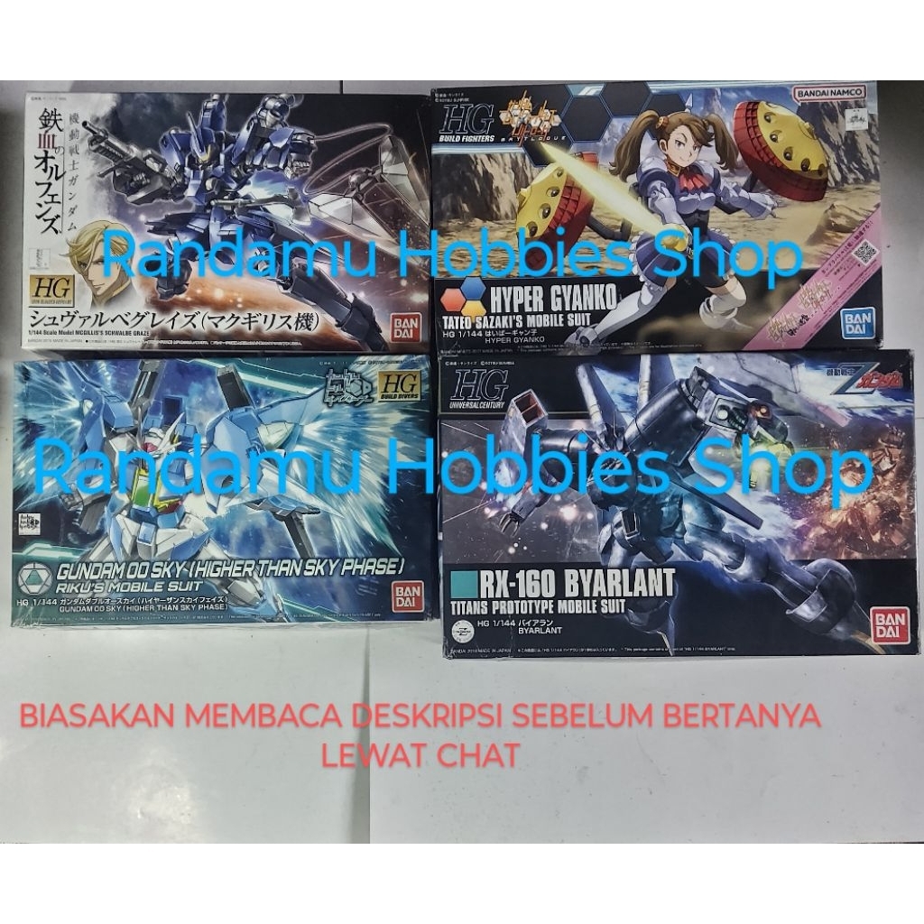 HG McGillis Schwalbe Graze, Hyper Gyanko, Gundam OO Sky Higher Than Sky Phase, & Byarlant [Bandai] -