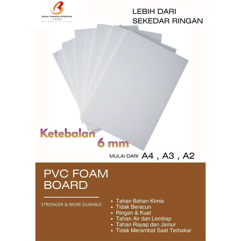 PVC BOARD [Potongan] Ketebalan 6mm | PVC Foam Board A4 A3 A2
