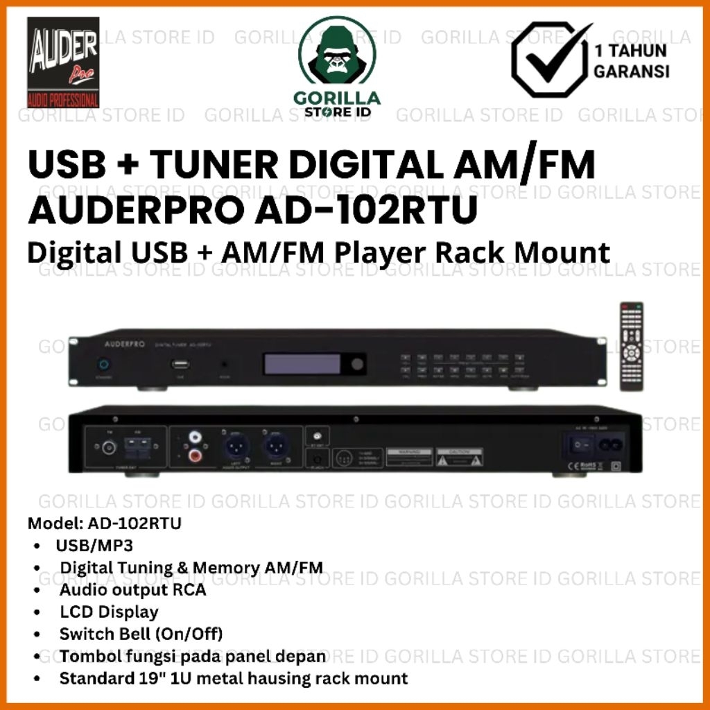AUDERPRO AD-102RTU USB + TUNER DIGITAL AM/FM