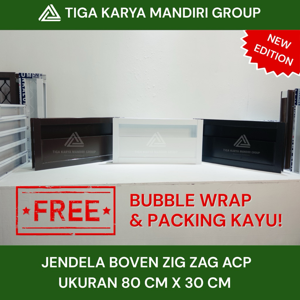 KACA MATI ACP Aluminium Model Minimalis Zig Zag / KACA SILANG ACP Boven uk 80 X 30 cm | Ventilasi Da