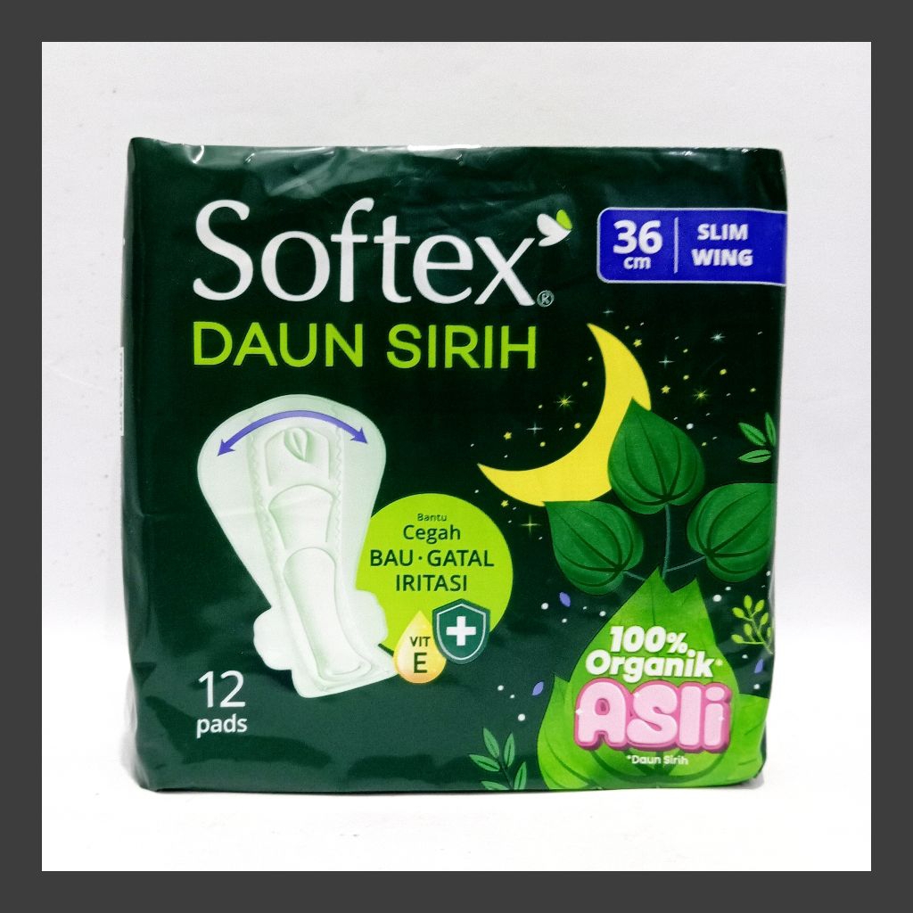 pembalut softex daun sirih night 36 cm isi 12 pads slim wing