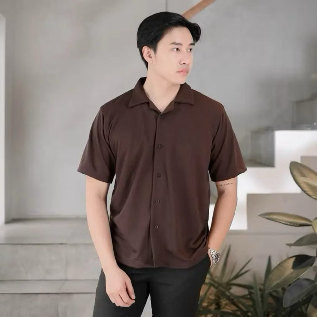 ~KEMEJA POLOS LENGAN PENDEK HAWAIAN CLASSIC SHIRT KEMEJA PANTAI RAYON kemeja kerah piama pria