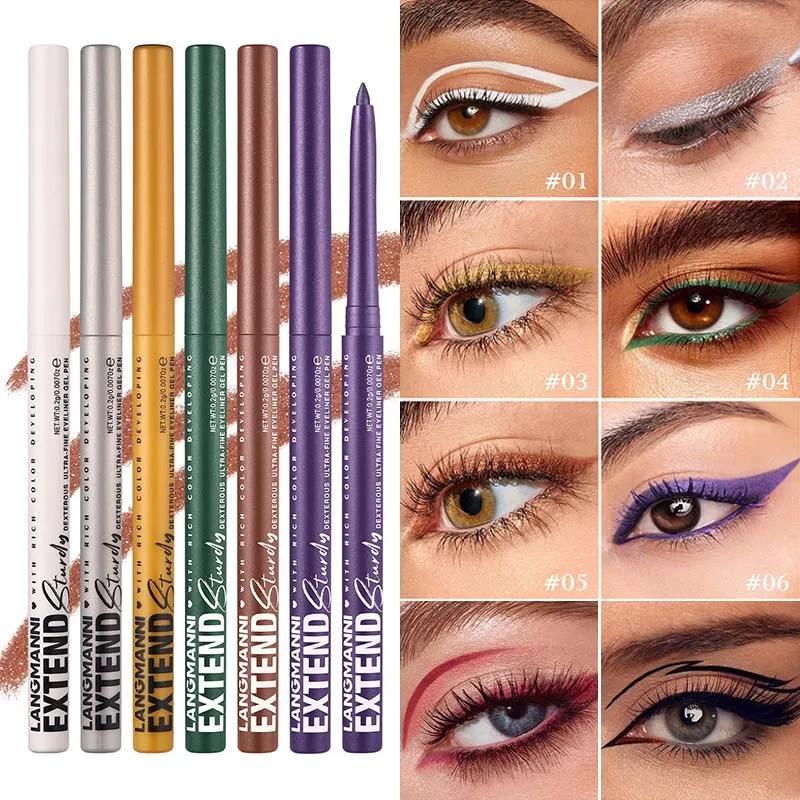 Pensil Gel Eyeliner Tahan Air Warna Cokelat Emas Anti Luntur, Lembut, Mudah Dipakai, Pigmen Tinggi, 