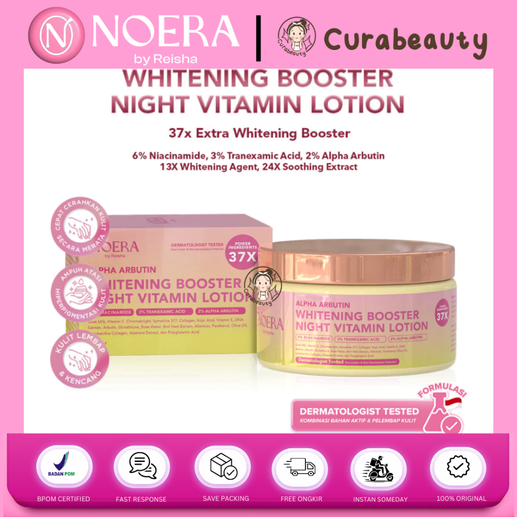 CURABEAUTY MANADO NOERA WHITENING BOOSTER NIGHT VITAMIN LOTION - HB DOSTING PEMUTIH BADAN