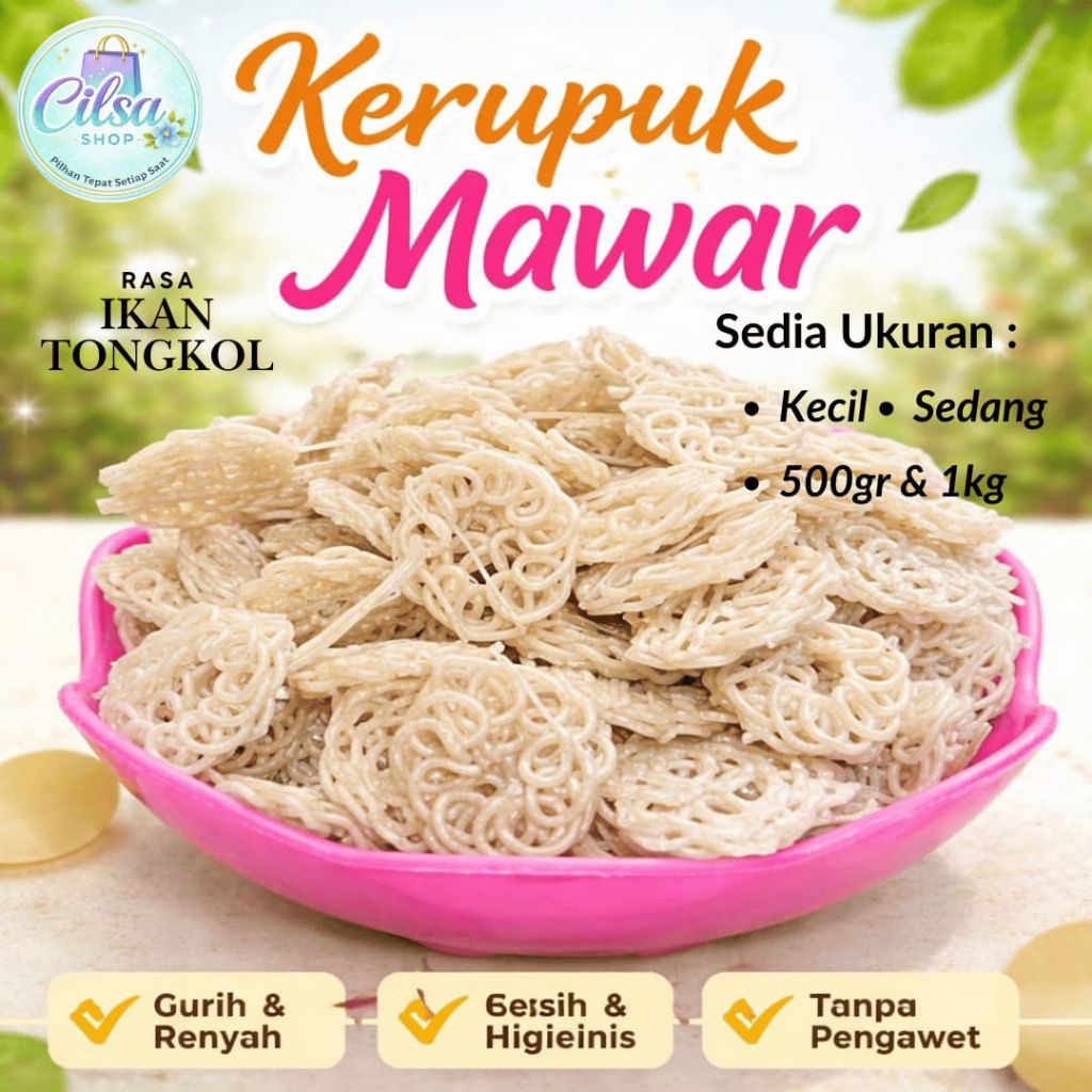 Kerupuk Mawar Mentah Rasa Ikan Tongkol Gurih & Renyah | Kerupuk Seblak | Kerupuk Rafael | Kerupuk Tr