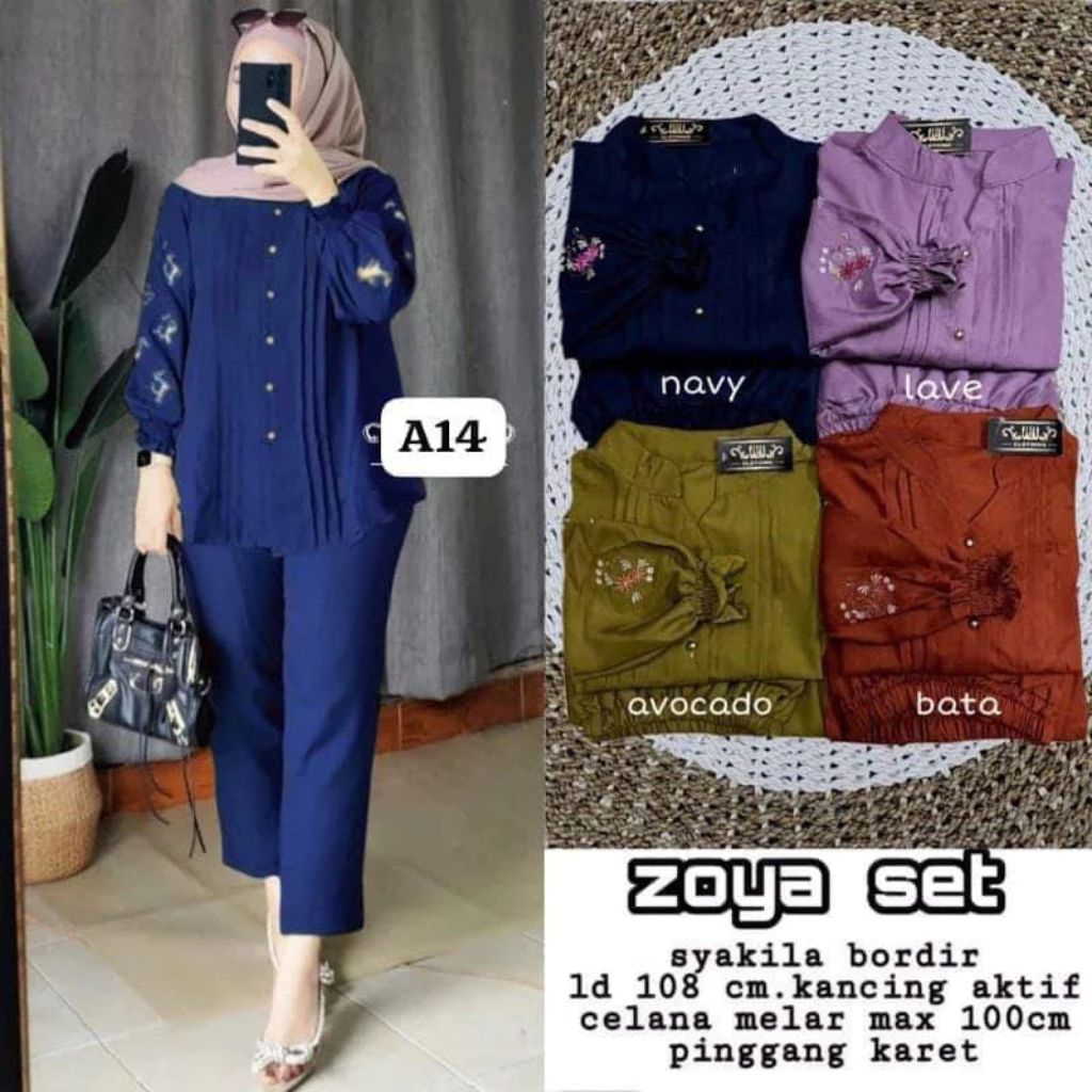 ZOYA LD 110 & XXL LD 130 JUMBO ONE SET BORDIR CRINGKEL AIRFLOW / SETELAN BORDIR