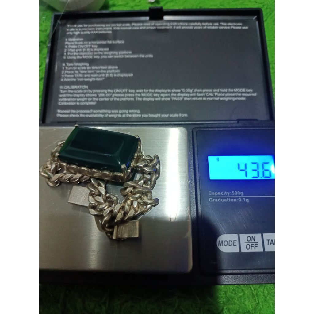 Gelang kuno batu giok vintage cewek bahan perak