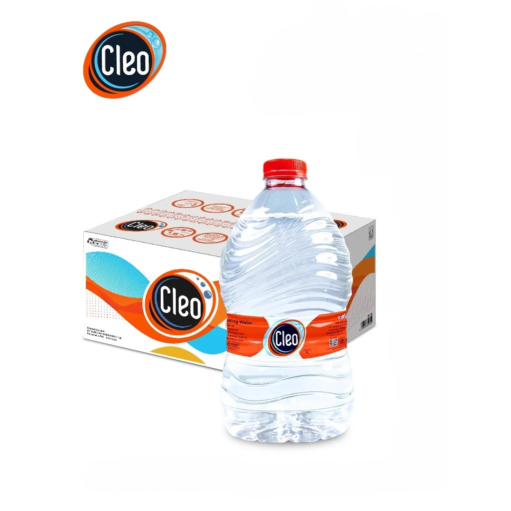 Cleo 1 Liter Botol Air Minum Murni 1000 ML Praktis Isi 12 per Dus