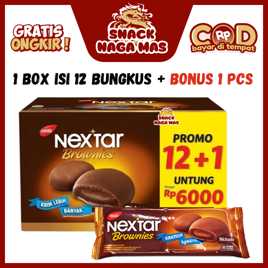 NABATI NEXTAR BROWNIES NEXTAR MINI BRONIS [1 BOX ISI 12 BUNGKUS + BONUS 1 PCS]