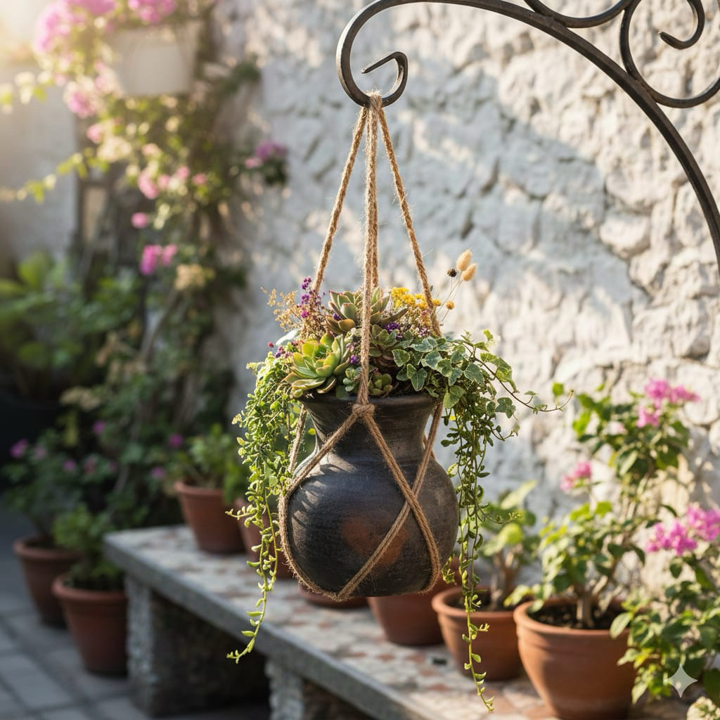 Pot Gantung Gerabah Tanah Liat Hiasan Gerabah Tanah Liat