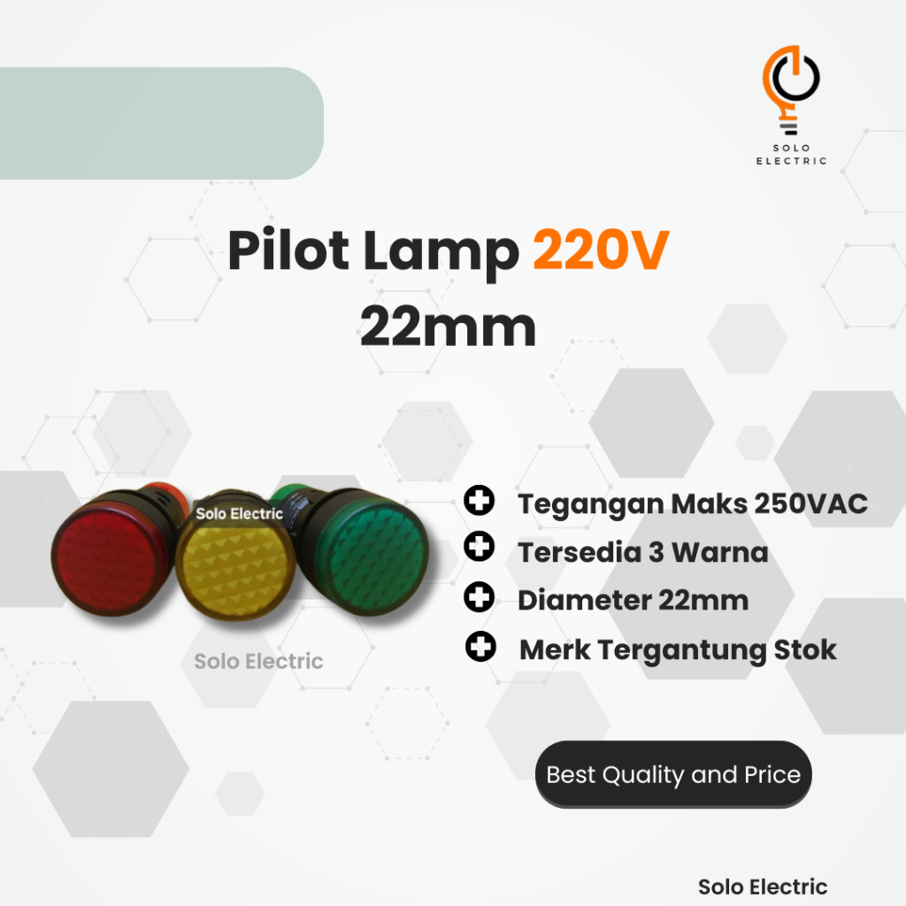 Pilot Lamp 22mm / lampu indikator / lampu panel / lampu warna / pilot lamp 220V