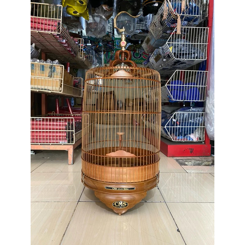 Sangkar Kandang Branjangan Jati CMS Gentong Premium Ukuran Sangkar Diameter 38cm