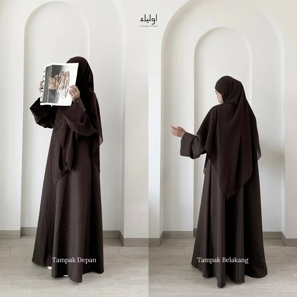 SALURÉ ABAYA | Abaya Stripe Semiwool | Abaya Muslim Motif Salur Elegant