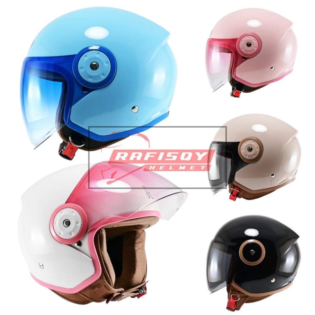 Helm R SIX VERONA retro pria wanita original | R-SIX helmet bogo terbaru kaca gradasi SNI