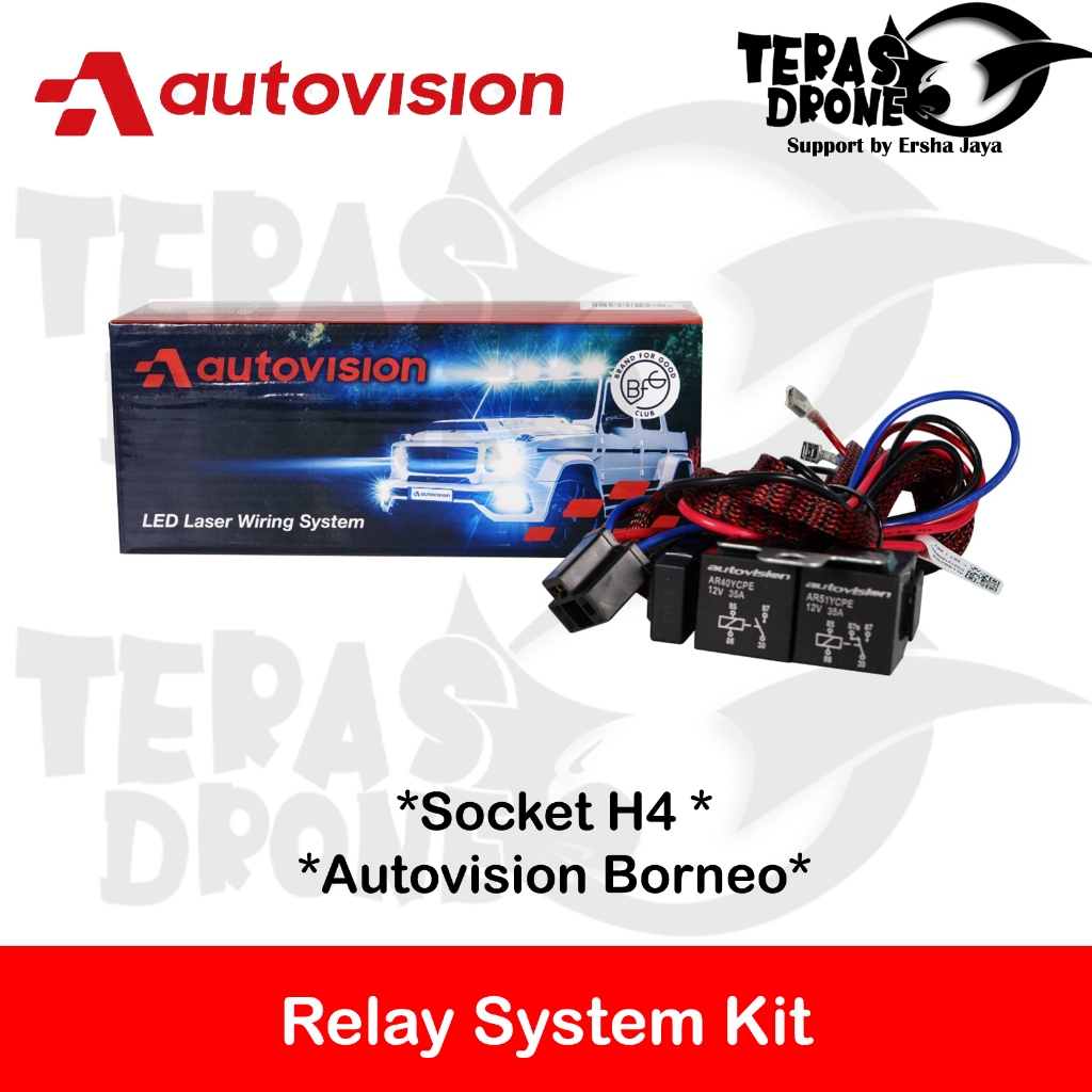 Kabel Relay AUTOVISION Komplit Untuk Lampu H4 Mobil Motor - Relay Lampu Tembak AUTOVISION