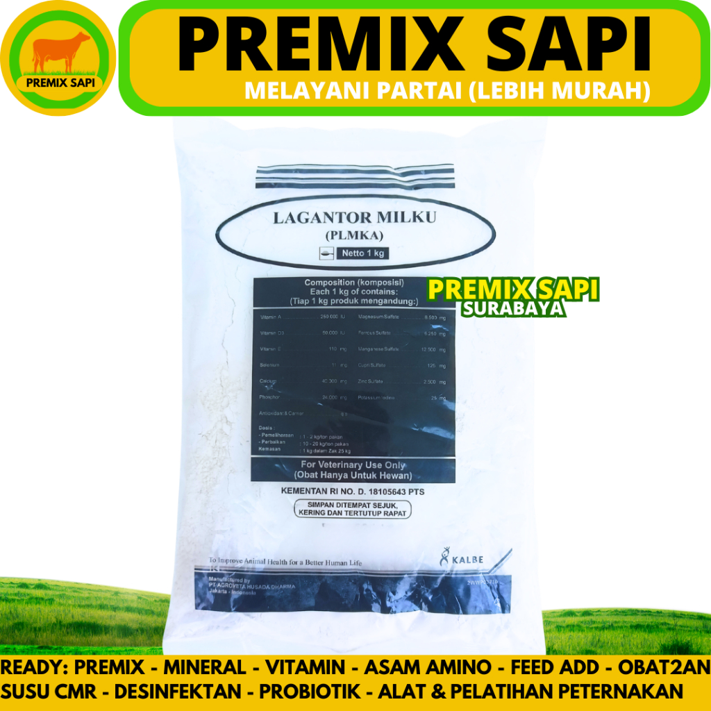 LAGANTOR MILKU 1 KG - Premix Mineral Vitamin Peningkat Produksi Susu & Pertumbuhan Sapi Perah
