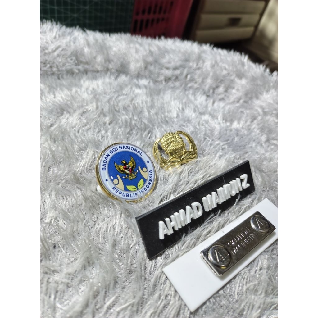 Name Tag Timbul 3D + Pin Korpri + Pin BGN