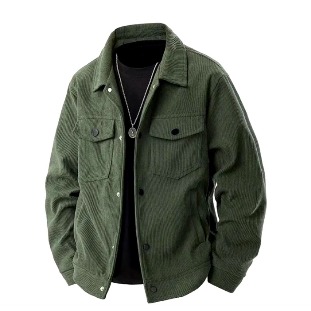 Outerwear Corduroy Pria Vintage Jaket Pria Klasik