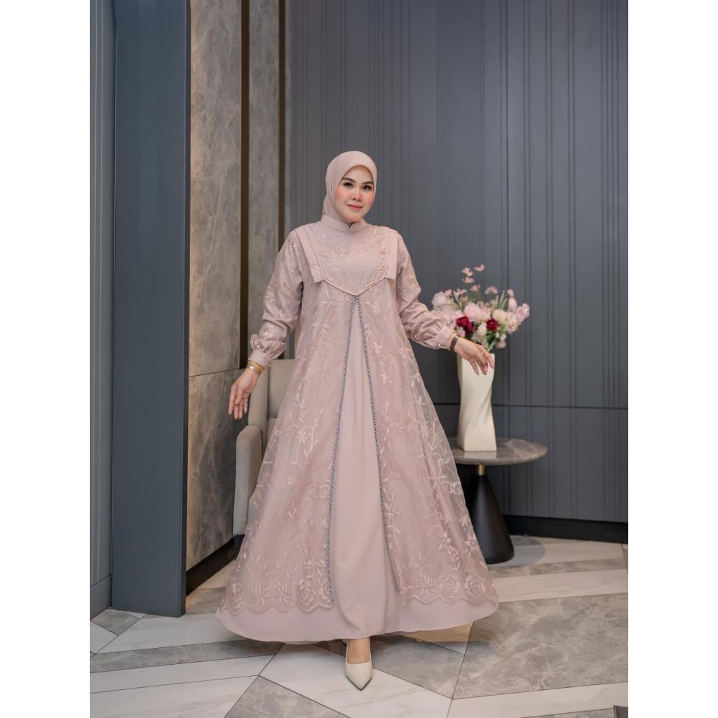 BERLIN DRESS ORI BY SYAFEERA BAHAN EMERALD MIX ORGANZA LD 110