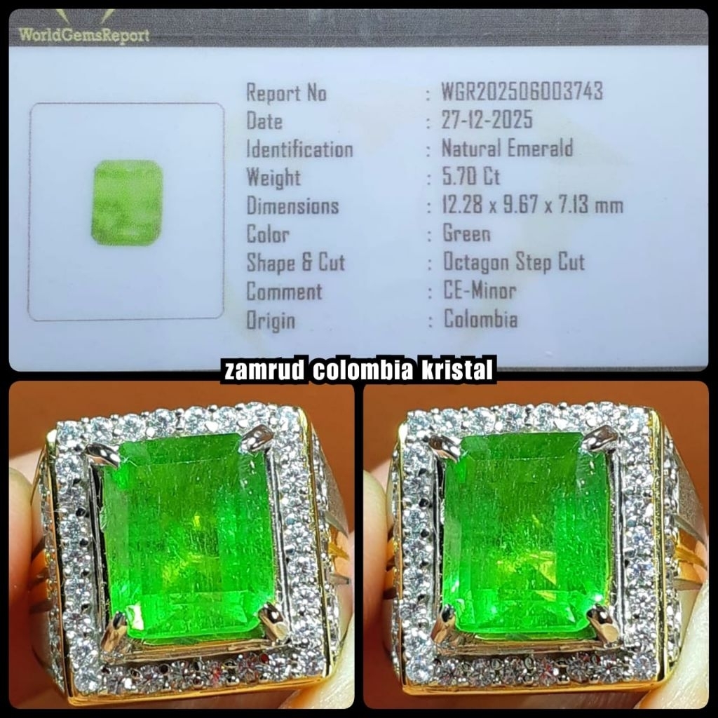 original batu permata Jamrud Colombia super ijo botol