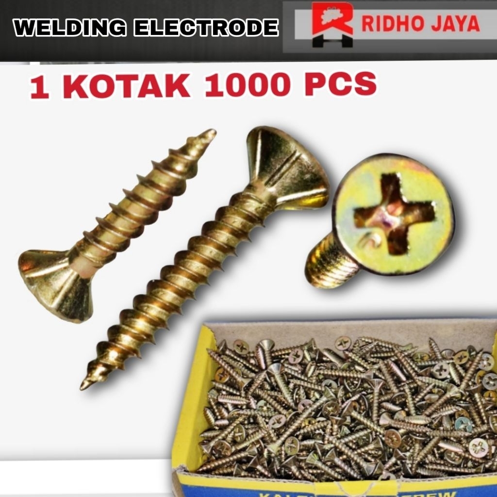Skrup Kalsiboard Merek JMS ukuran 6x3/4" panjang 2 cm isi 1000pcs baut kalsiboard