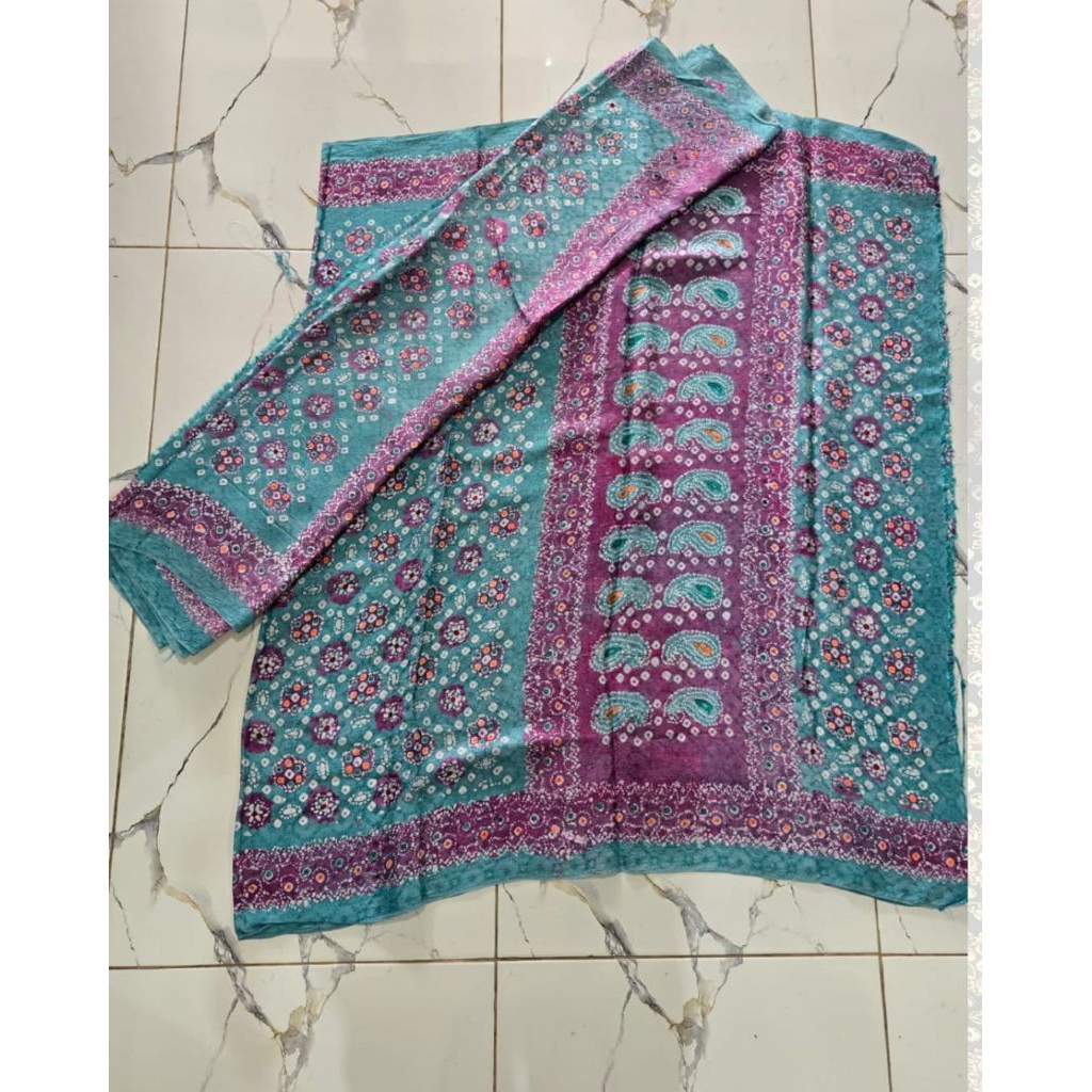 Kain Selendang Jumputan Palembang Viscose Titik Tujuh 7 Set Kamen Wanita Batik Jemputan Couple Handm