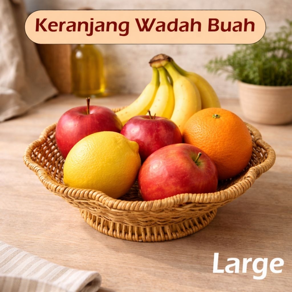 Keranjang Buah Parcel Rotan Plastik Wadah Buah Roti Storage Penyimpanan Makanan