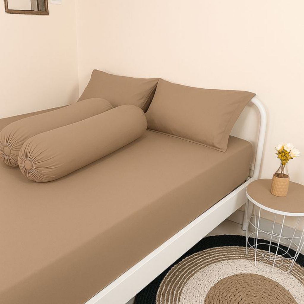 Sprei Aesthetic Polos Korea Style - Bahan Katun Disperse Halus Berbagai Ukuran Set Sprei Silk Satin 