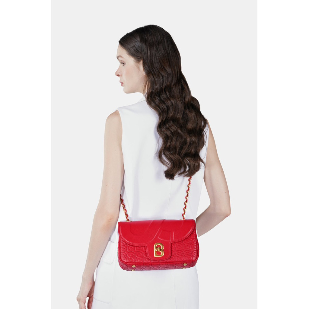 New Sale Store Buttonscarves Aluna Leather Flap Bag Medium - Red