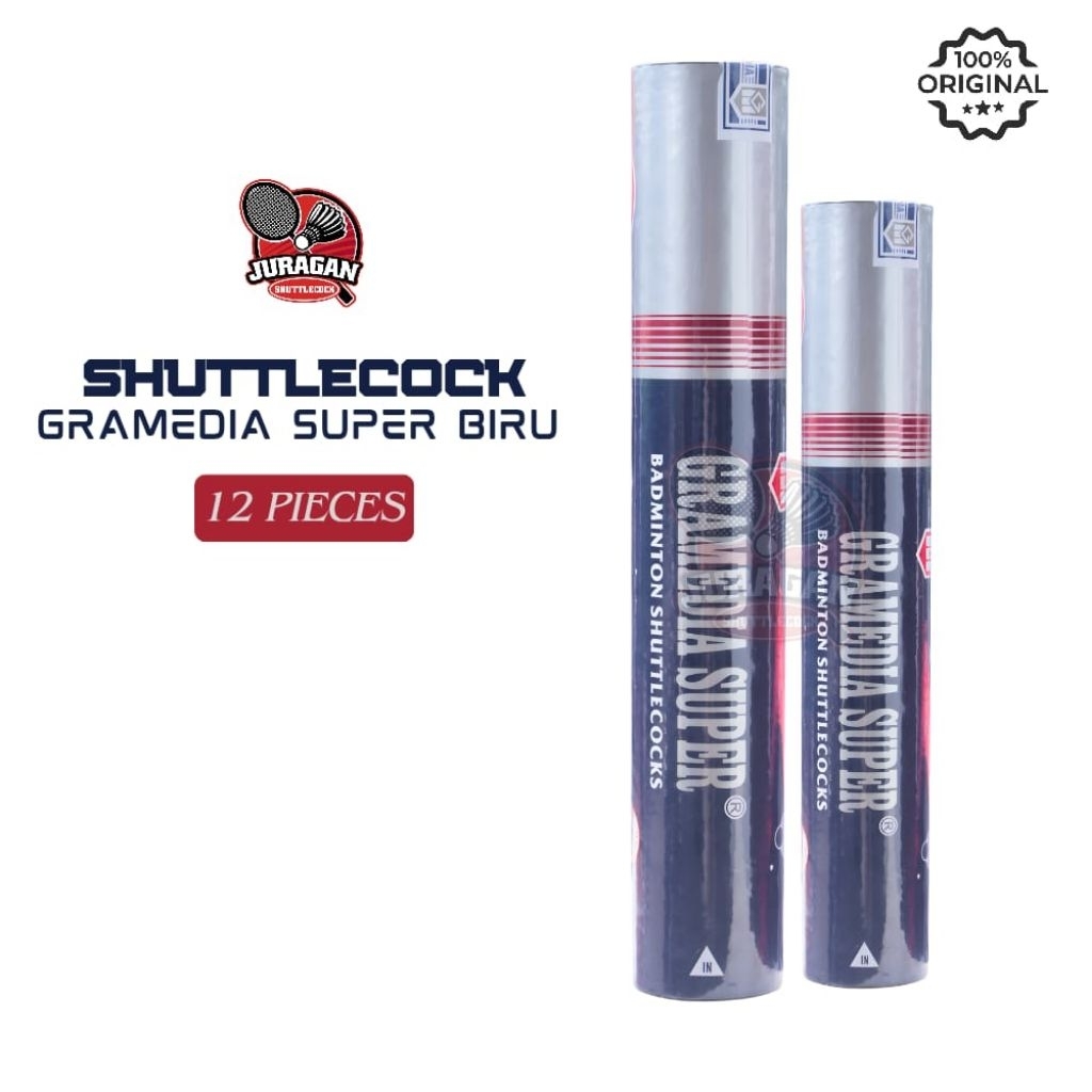 Shuttlecock Gramedia Super Biru - ORIGINAL - TERMURAH - Badminton Bulu Tangkis Kok Cock